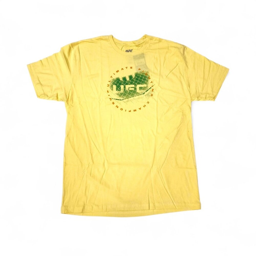 ​UFC Short Sleeve Graphic Print Yellow Cotton T-Shirt Size XL - New